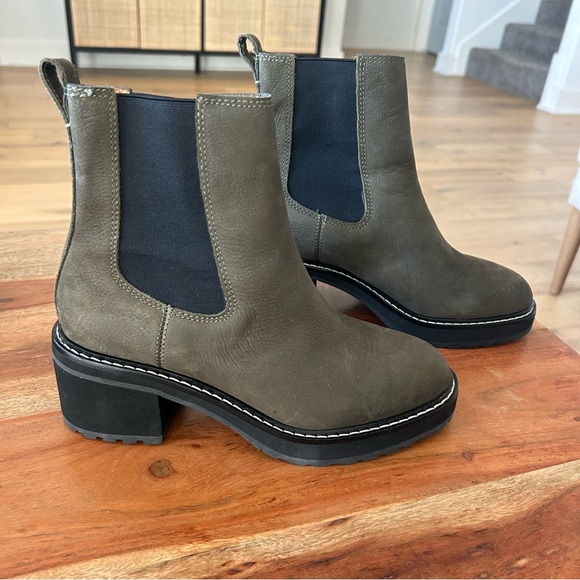 New Madewell Carina Platform Chelsea Boots Cargo Green - Picture 3 of 6